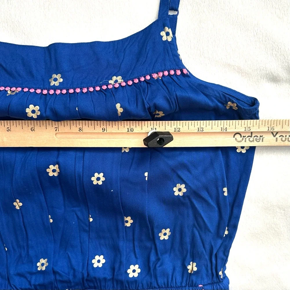 Boden Royal Blue Floral Sleeveless Romper Girls 13-14 Kids Flowers Tank Pink - Picture 4 of 8